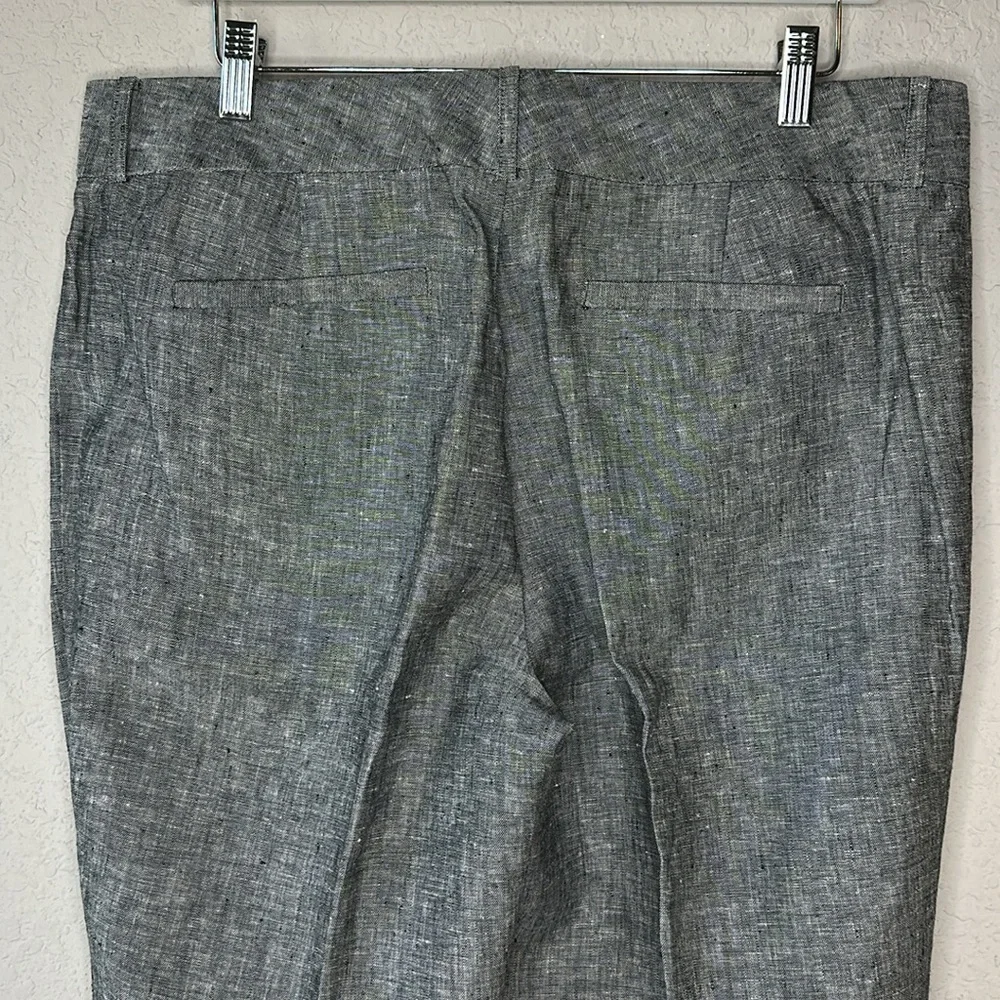 Banana Republic 100% Linen Dark Marled Grey The Martin Fit Trouser Pants Size 14